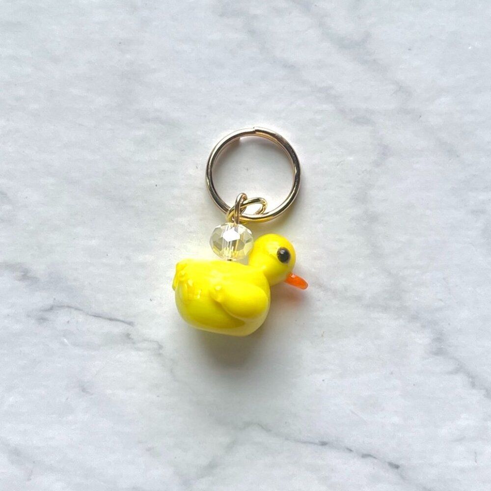 Yellow Glass Rubber Duck Charm Key Chain